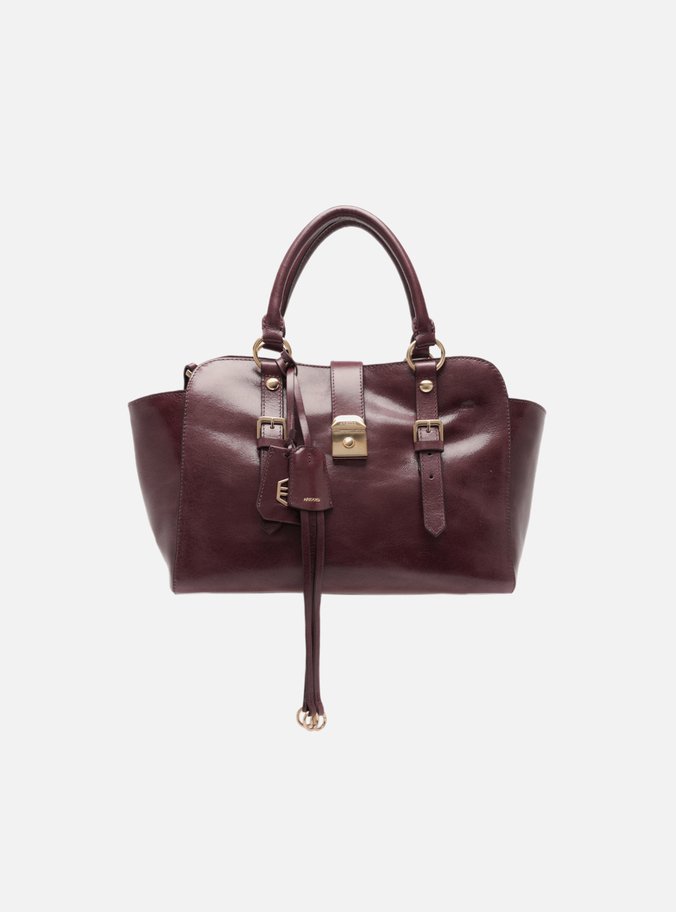 Bolsa Tote Vermelha Couro Estonado Média Metal