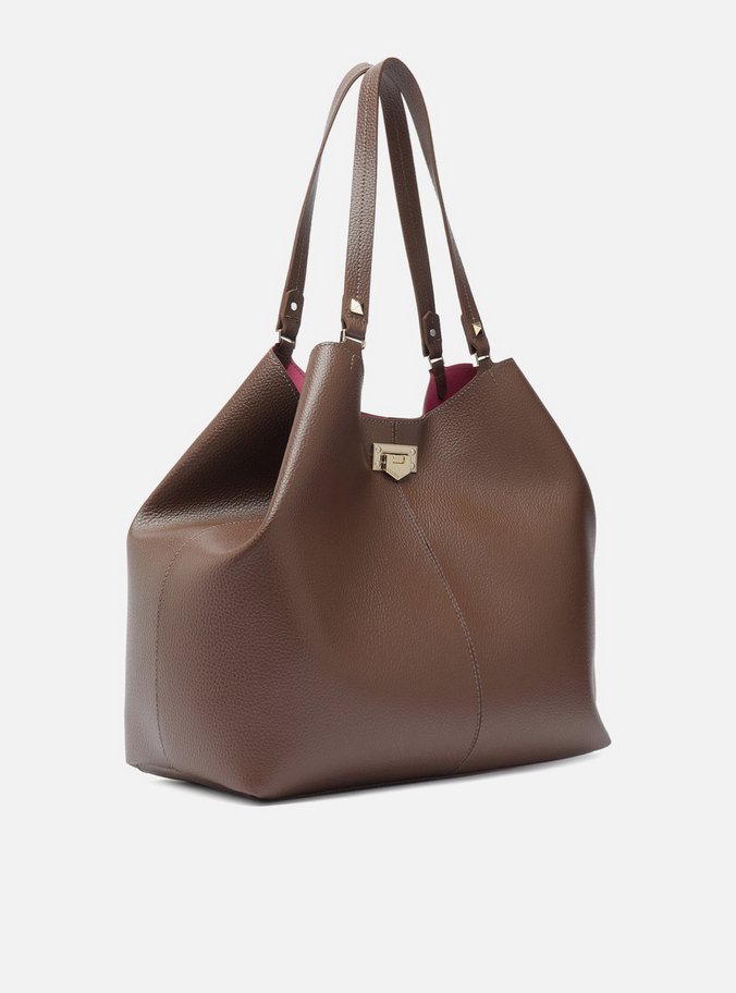 Bolsa Shopping Marrom Grande Encaixe Metal
