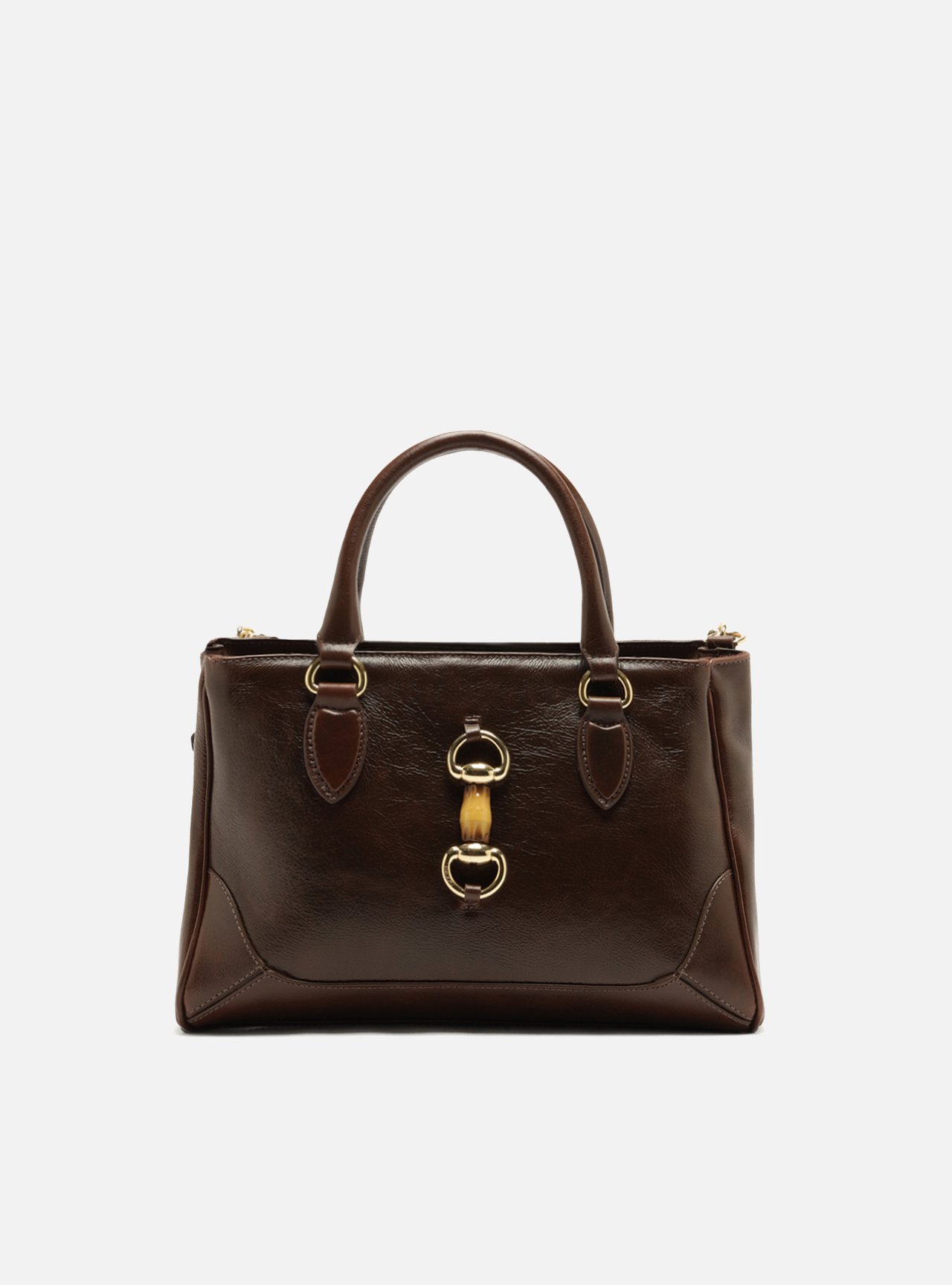 Bolsa Tote Marrom Couro Média Corrente — foto 1
