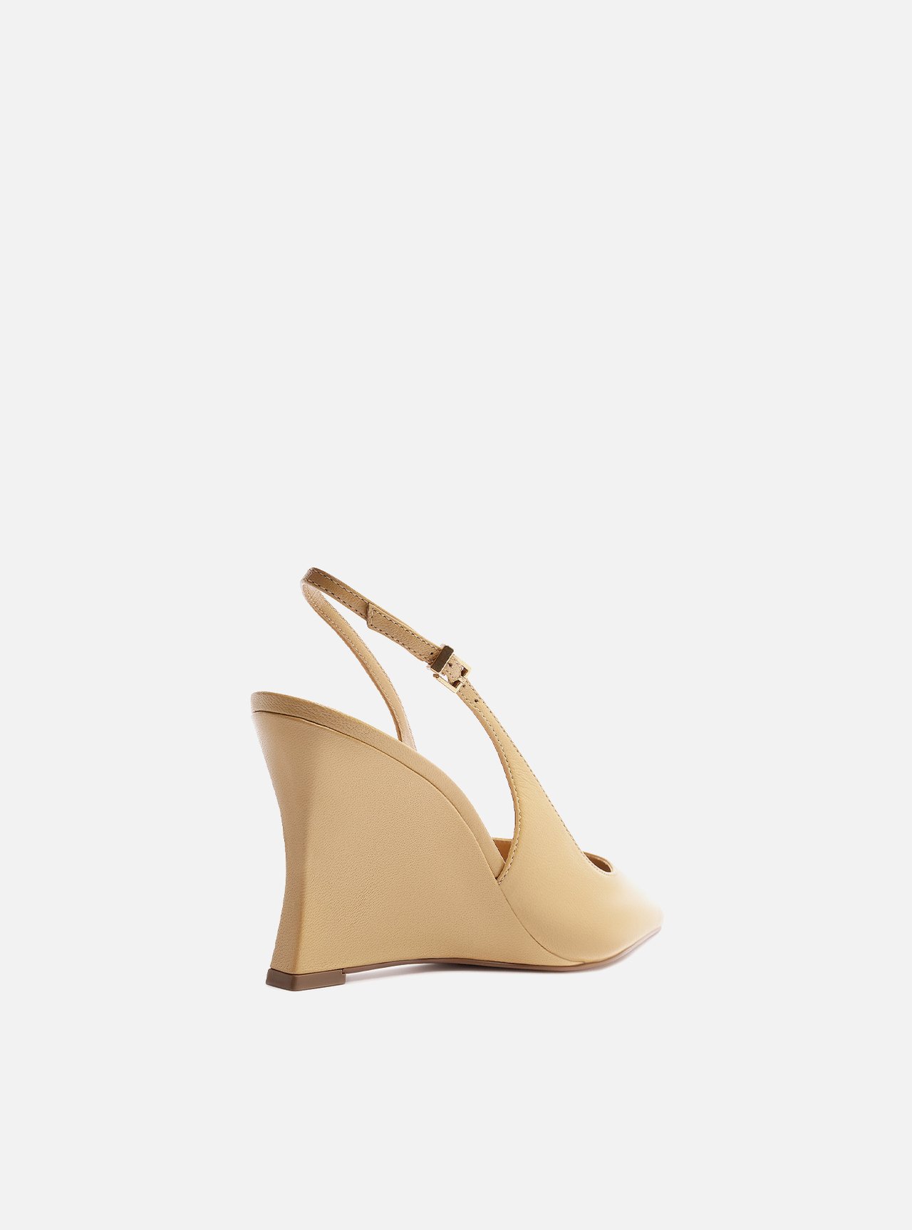 Scarpin Amarelo Couro Salto Alto Anabela Slingback — foto 3