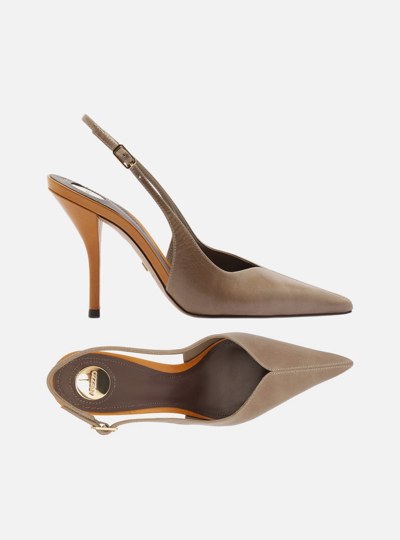 Scarpin Cinza Couro Salto Fino Slingback — foto 5