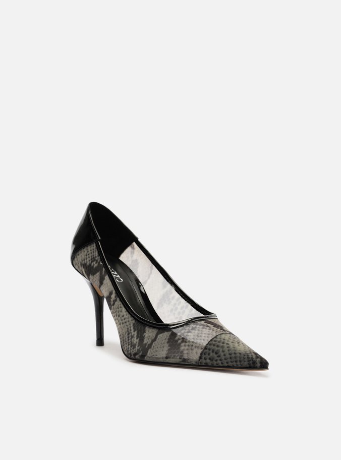Scarpin Snake Tela Salto Alto Fino