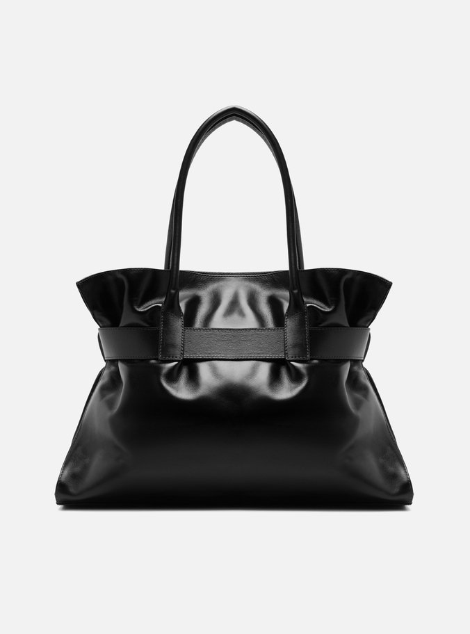 Bolsa Shopping Preta Couro Isa Grande