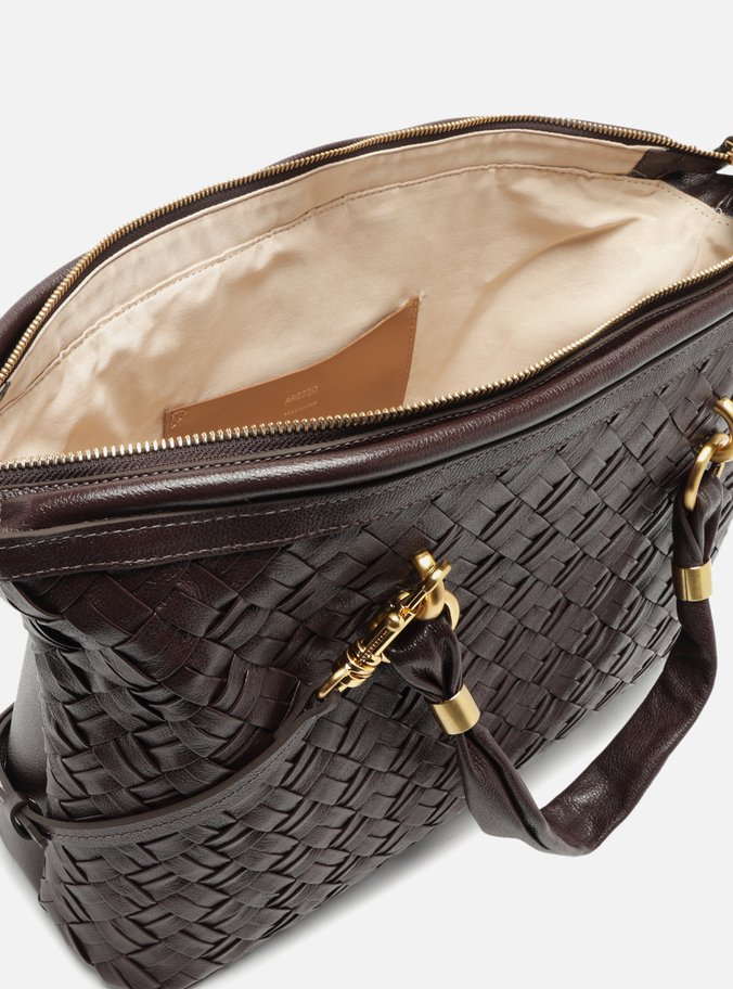 Bolsa Bowling Marrom Couro Grande Tressê Maxi