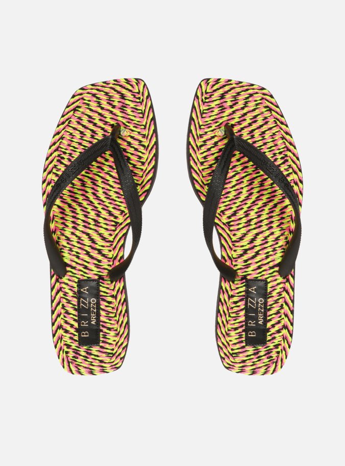 Chinelo de Dedo Preto Square Crochê Brizza