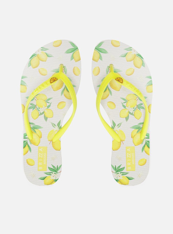 Chinelo de Dedo Amarelo Estampado Limão