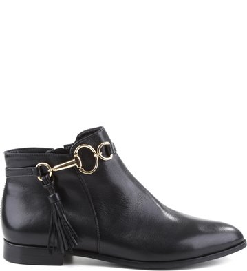 Bota Couro Cano Curto Barbicachos Fivela Preta