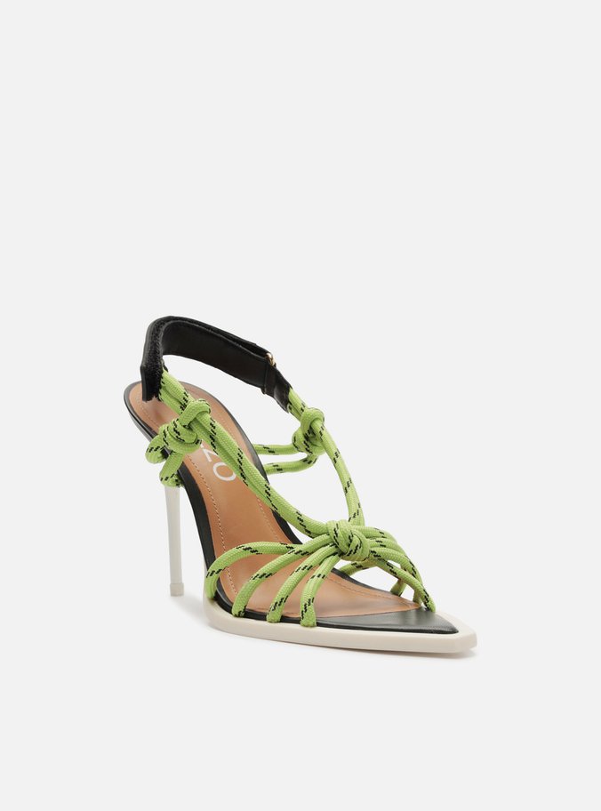 Sandália Preta Salto Fino Cordão Velcro