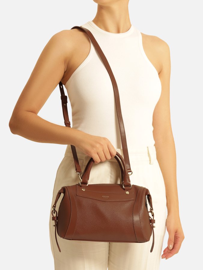Bolsa Tiracolo Marrom Pequena Detalhe Moldura