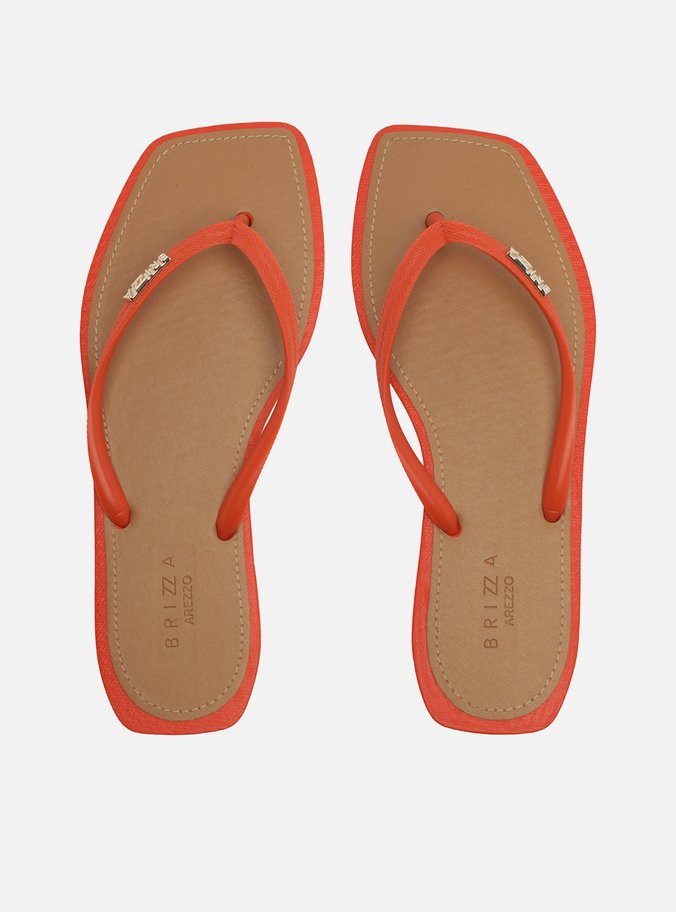 Chinelo Laranja Bico Quadrado