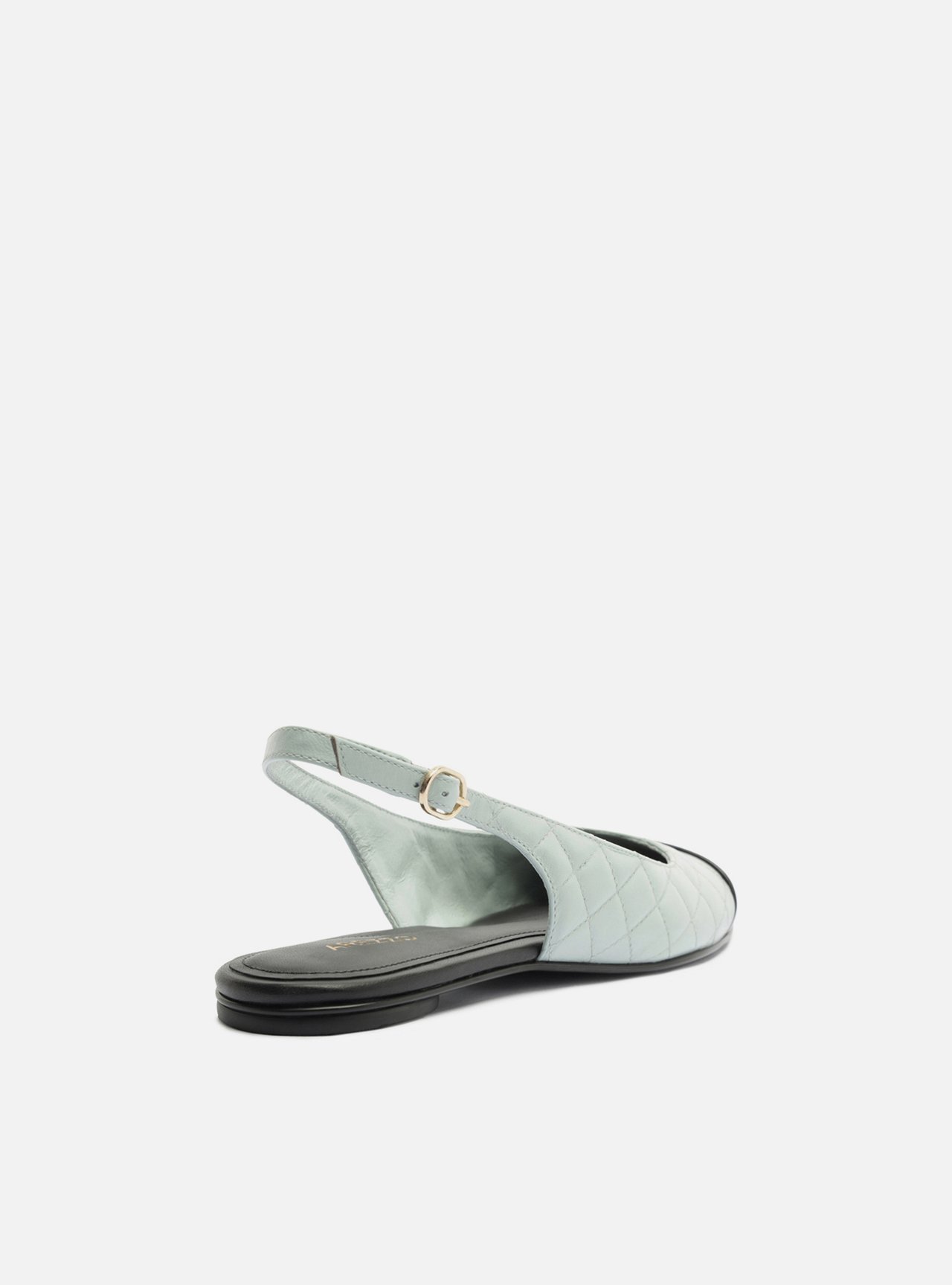 Sapatilha Azul Couro Bico Redondo Matelassê Slingback — foto 3