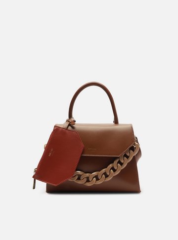 Bolsa Satchel Marrom Iara Média Laranja