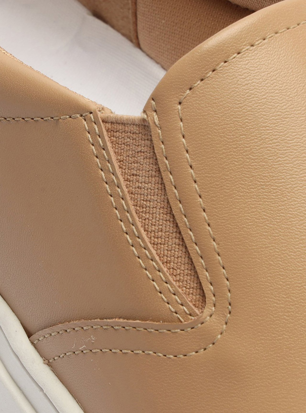 Tênis Slip On Couro Flatform Elástico Nude — foto 6