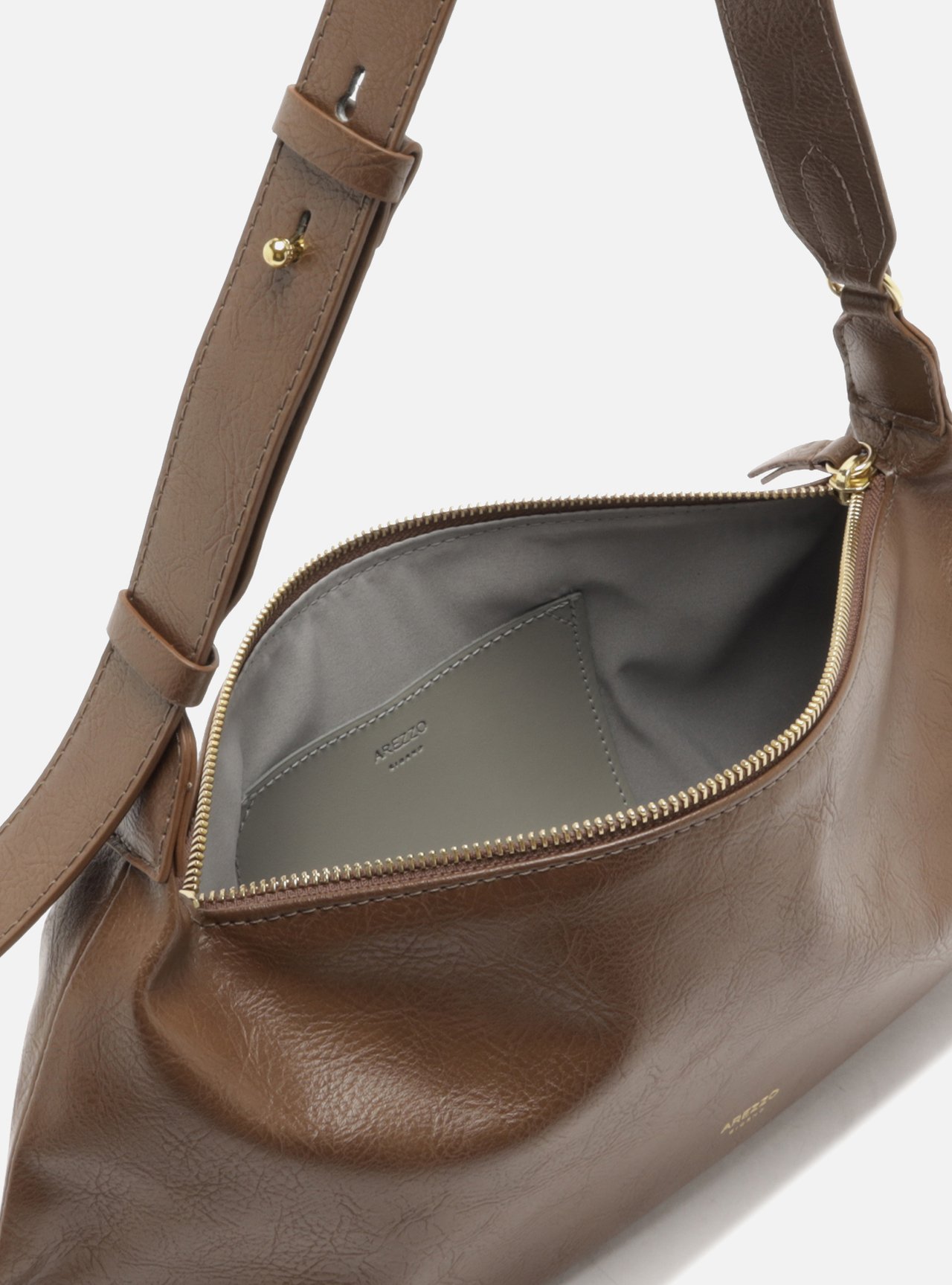 Bolsa Shoulder Marrom Média Soft Alça Larga — foto 4