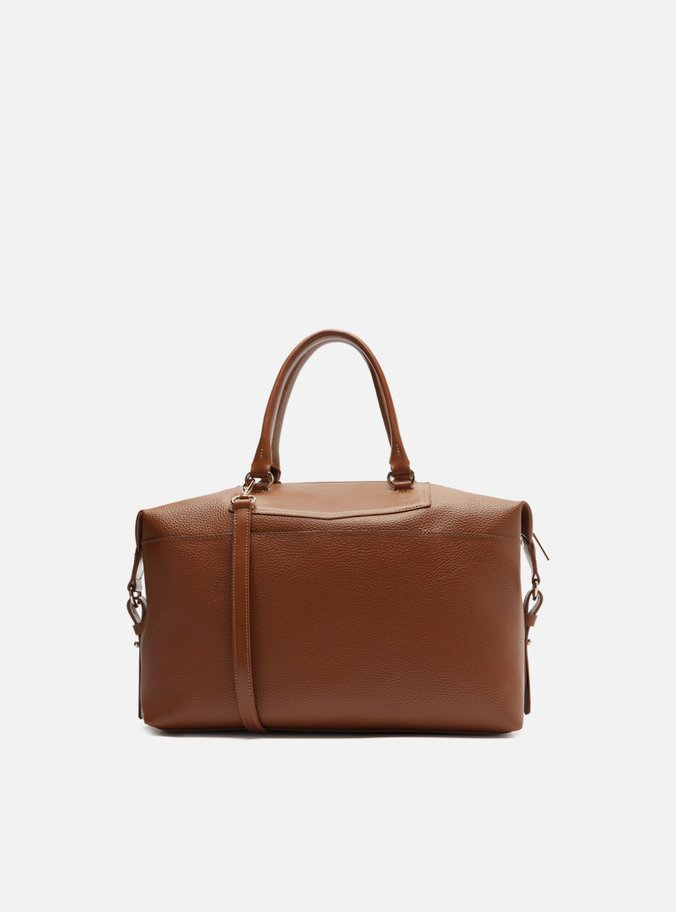 Bolsa Tiracolo Marrom Média Detalhe Moldura