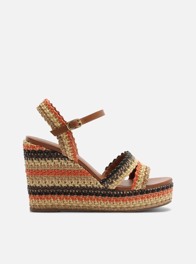 Sandália Multicolorido Salto Plataforma Fivela