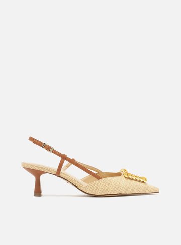 Scarpin Nude Nobuck Bico Fino Slingback Emily