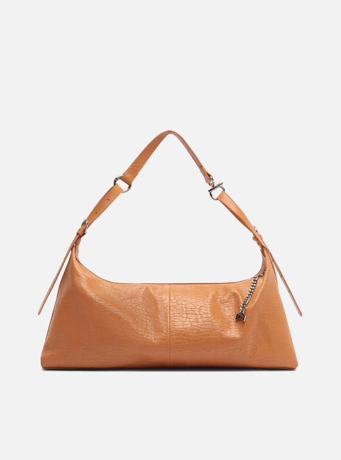 Bolsa Hobo Marrom Couro Grande Fivelas