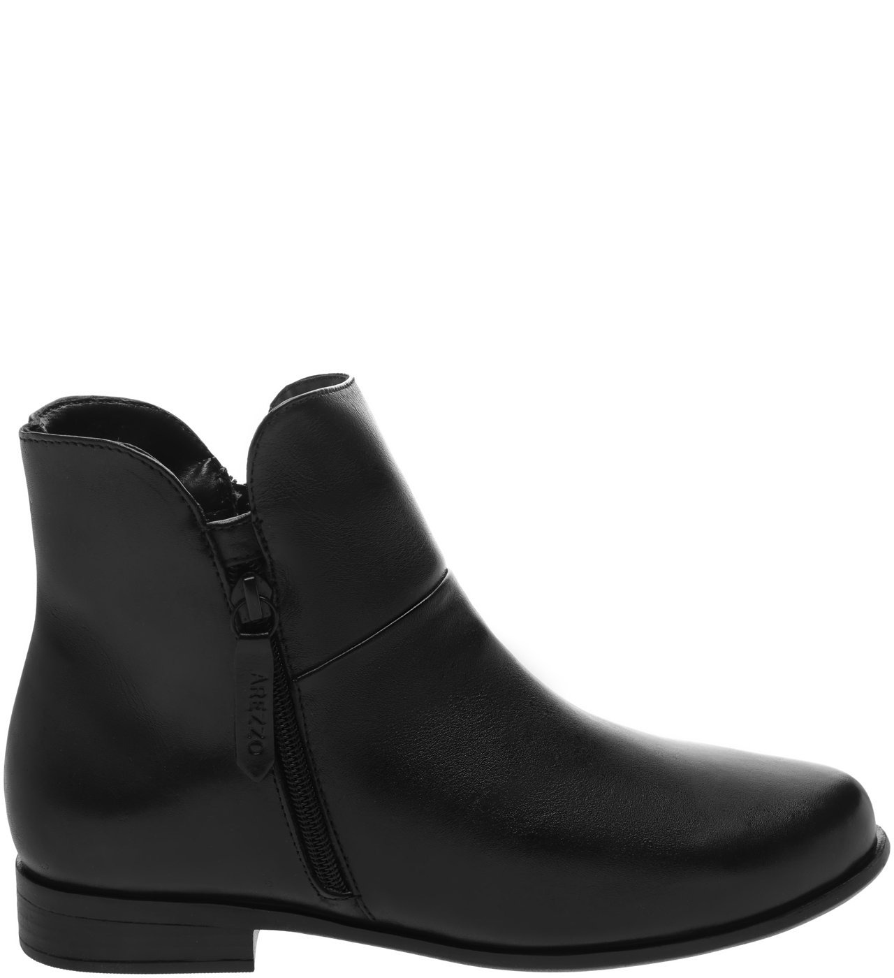 Bota Couro Baixa Fenda Preta Arezzo