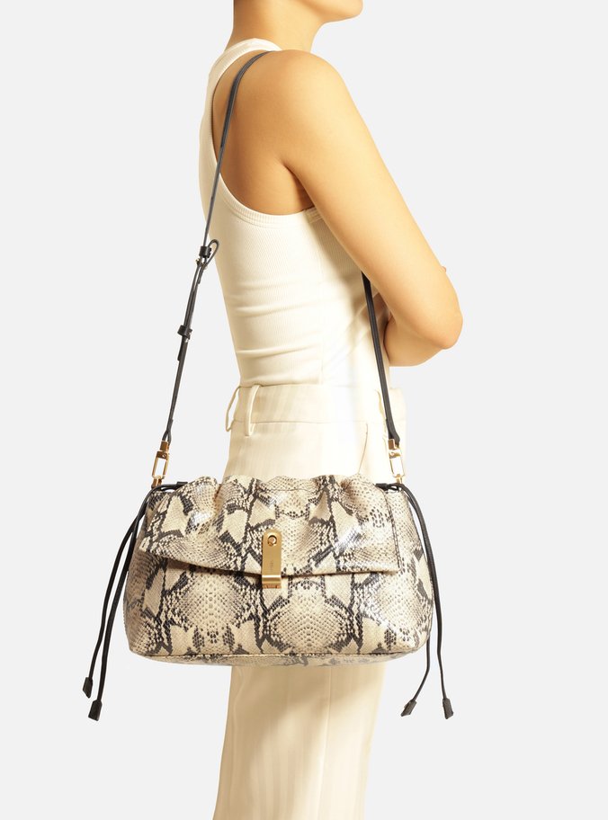 Bolsa Tiracolo Snake Couro Média Peça Metal