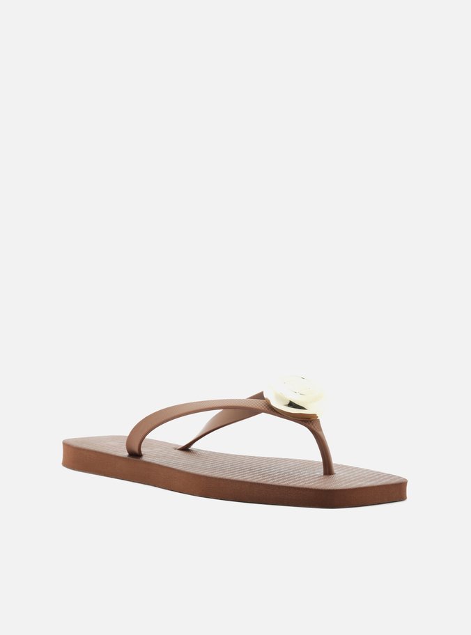 Chinelo de Dedo Marrom Square Tiras Largas
