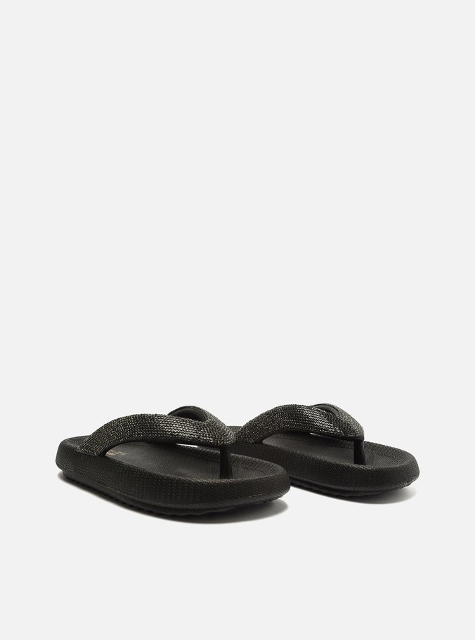 Chinelo de Dedo Preto Kioto Strass