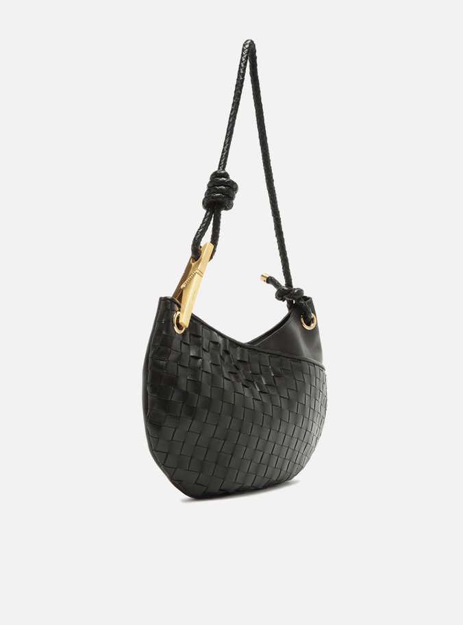 Bolsa Tiracolo Preta Couro Média Maia Tressê