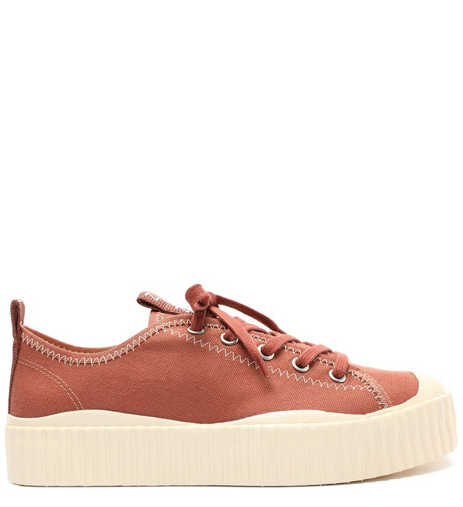 Tênis Rosa Lona Flatform
