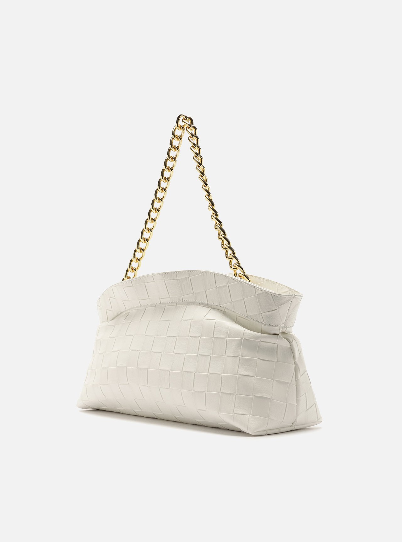 Bolsa Shoulder Cinza Média Tressê Alça Corrente — foto 2