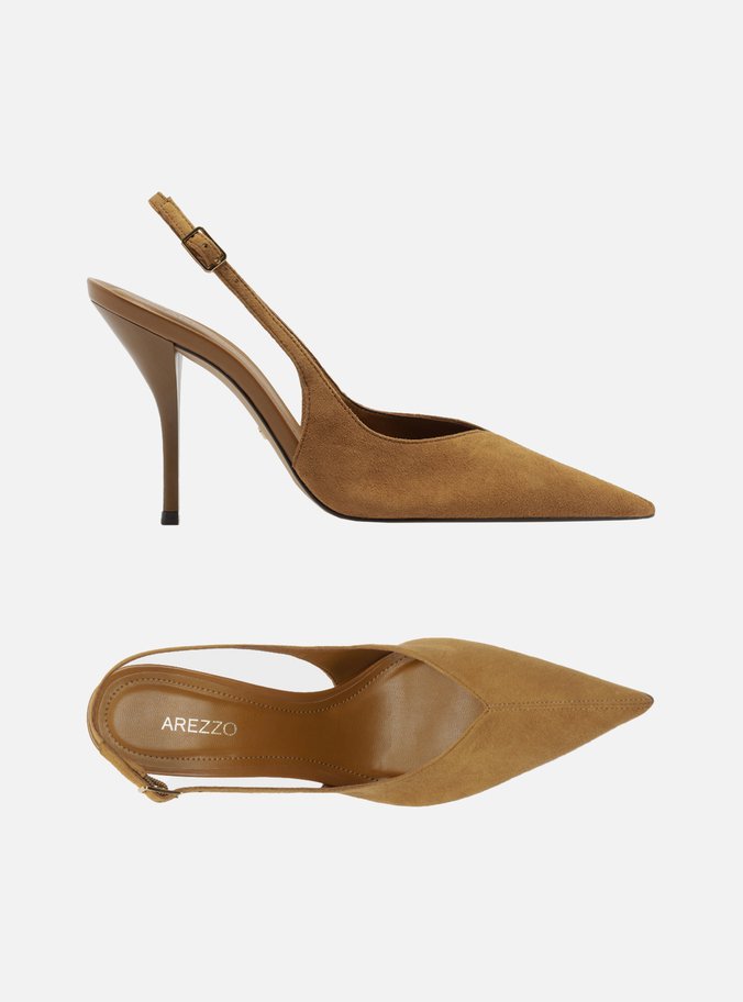 Scarpin Marrom Camurça Salto Alto Slingback