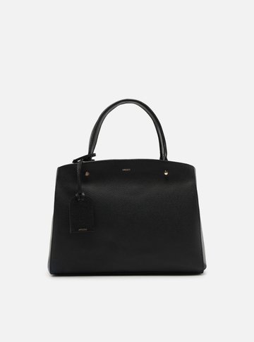 Bolsa Tote Preta Couro Bella Média