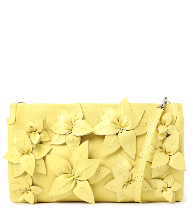 Tiracolo Amarela Couro Flat Lily Pequena