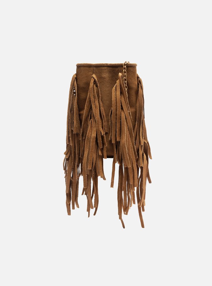 Mini Bag Marrom Suede Franjas Porta-Celular