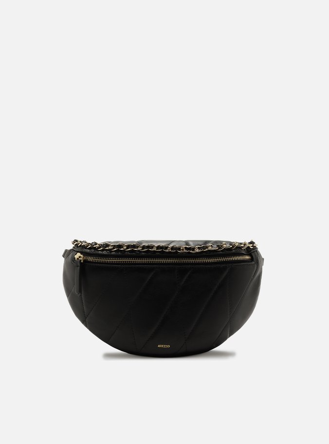 Bolsa Tiracolo Preta Couro Média Corrente