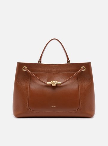 Bolsa Tote Marrom Couro Helena Grande Nó