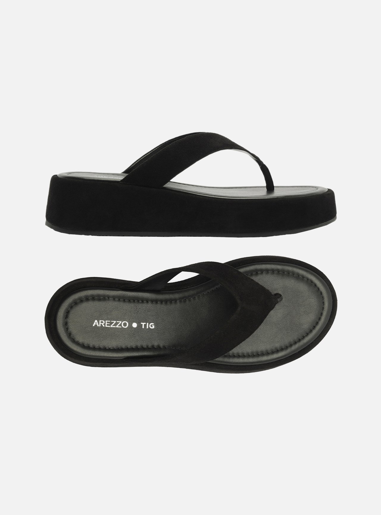 Sandália Preta Acamurçada Flatform Flip Flop TIG — foto 6