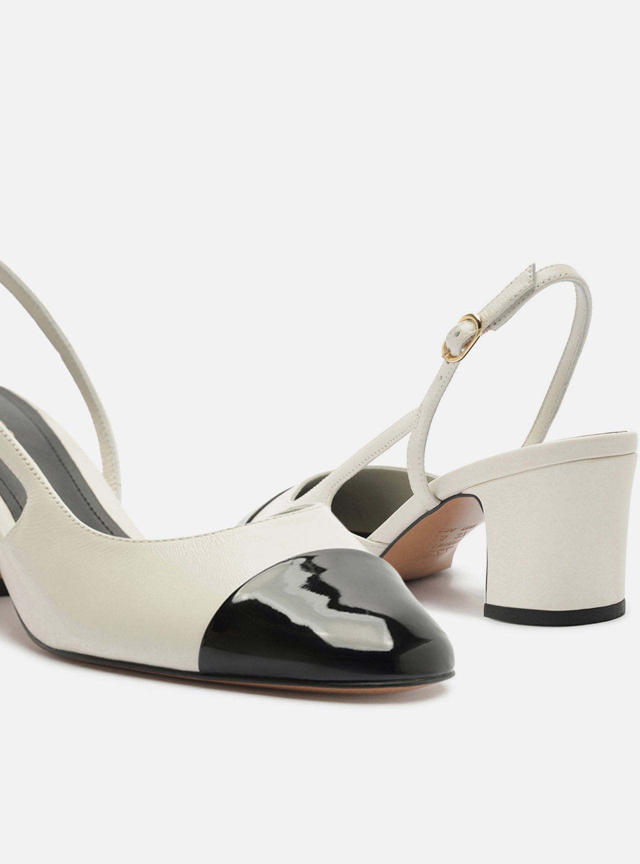 Scarpin Branca Couro Salto Bloco Slingback — foto 4