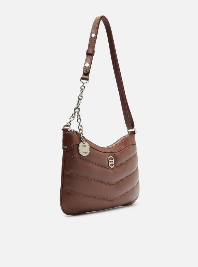Bolsa Tiracolo Marrom Couro Média Costuras