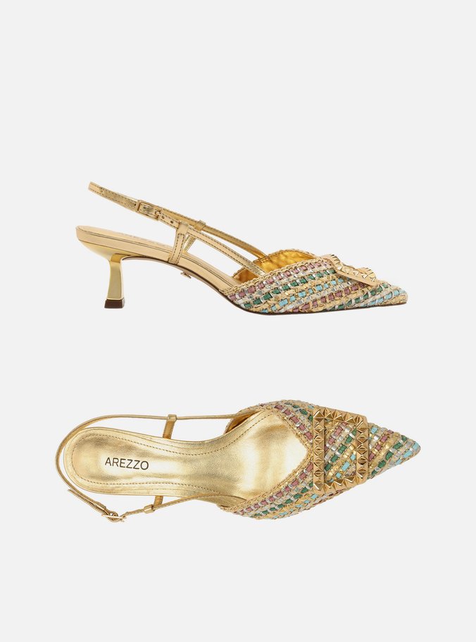 Scarpin Color Tressê Bico Fino Slingback Metal