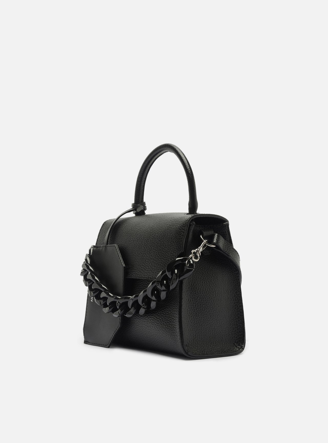 Bolsa Tote Preta Média Alça Corrente — foto 2