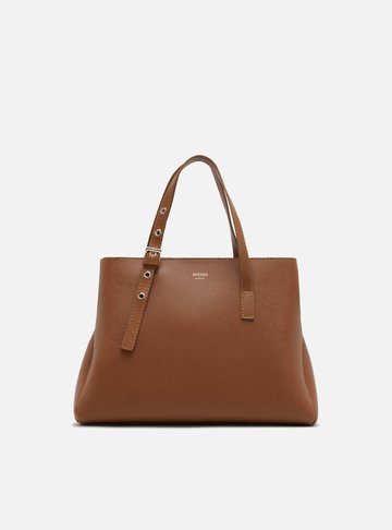 Bolsa Tote Marrom Média Alça Fivela