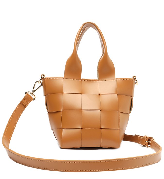 Bolsa Tote Marrom Pequena Tramada