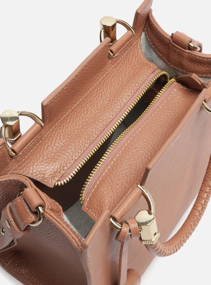 Bolsa Tote Rosa Couro Abraccio Média