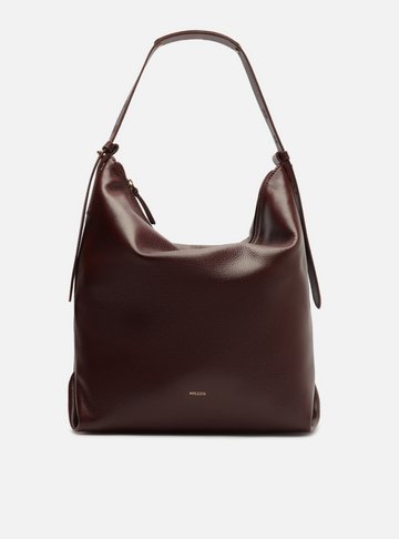 Bolsa Hobo Vinho Couro Grande Detalhe Tiras