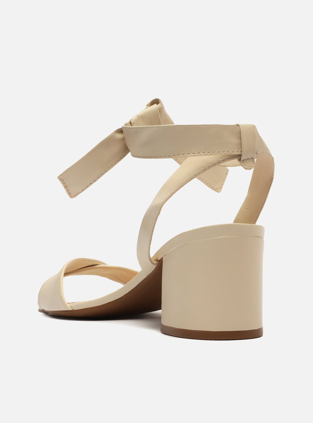 Sandália Off-White Couro Salto Médio Bloco Lace Up — foto 2