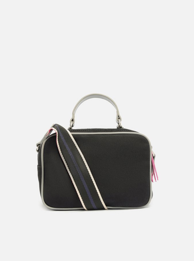 Bolsa Tiracolo Preta Lona Prione Média