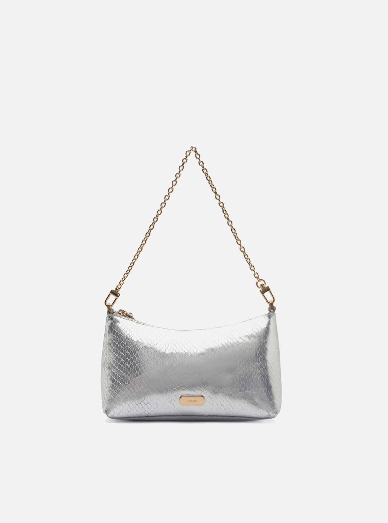 Bolsa Shoulder Preta Couro Média Snake Corrente — foto 1