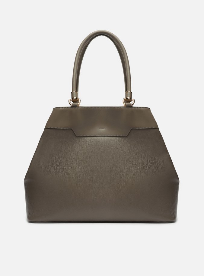 Bolsa Hobo Cinza Couro Grande Recorte