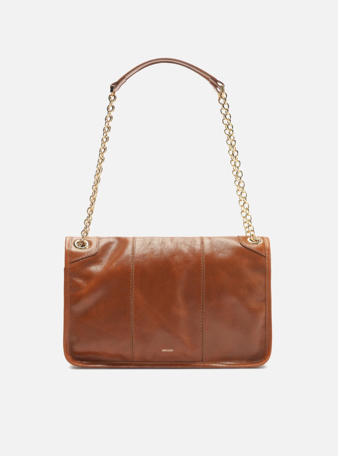 Bolsa Tiracolo Marrom Couro Média Alça Corrente — foto 3