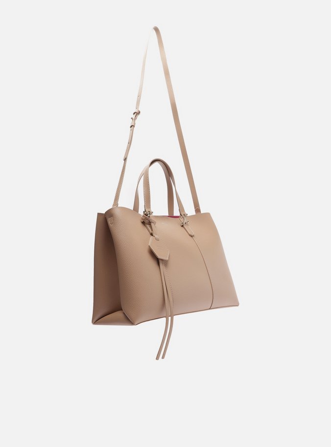 Bolsa Tote Bege Grande Bag Charm Hexágono